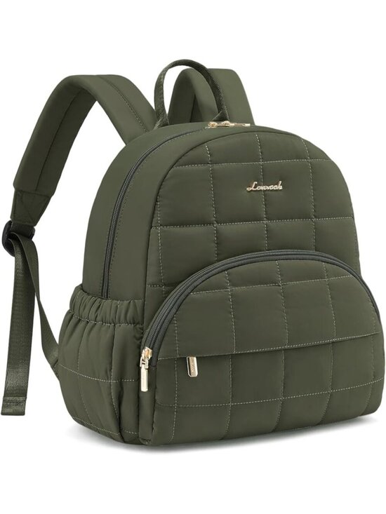 Women\'s Olive Lightweight Anti-theft Pocket Quilted Casual Backpack shoulder Bag main image 6